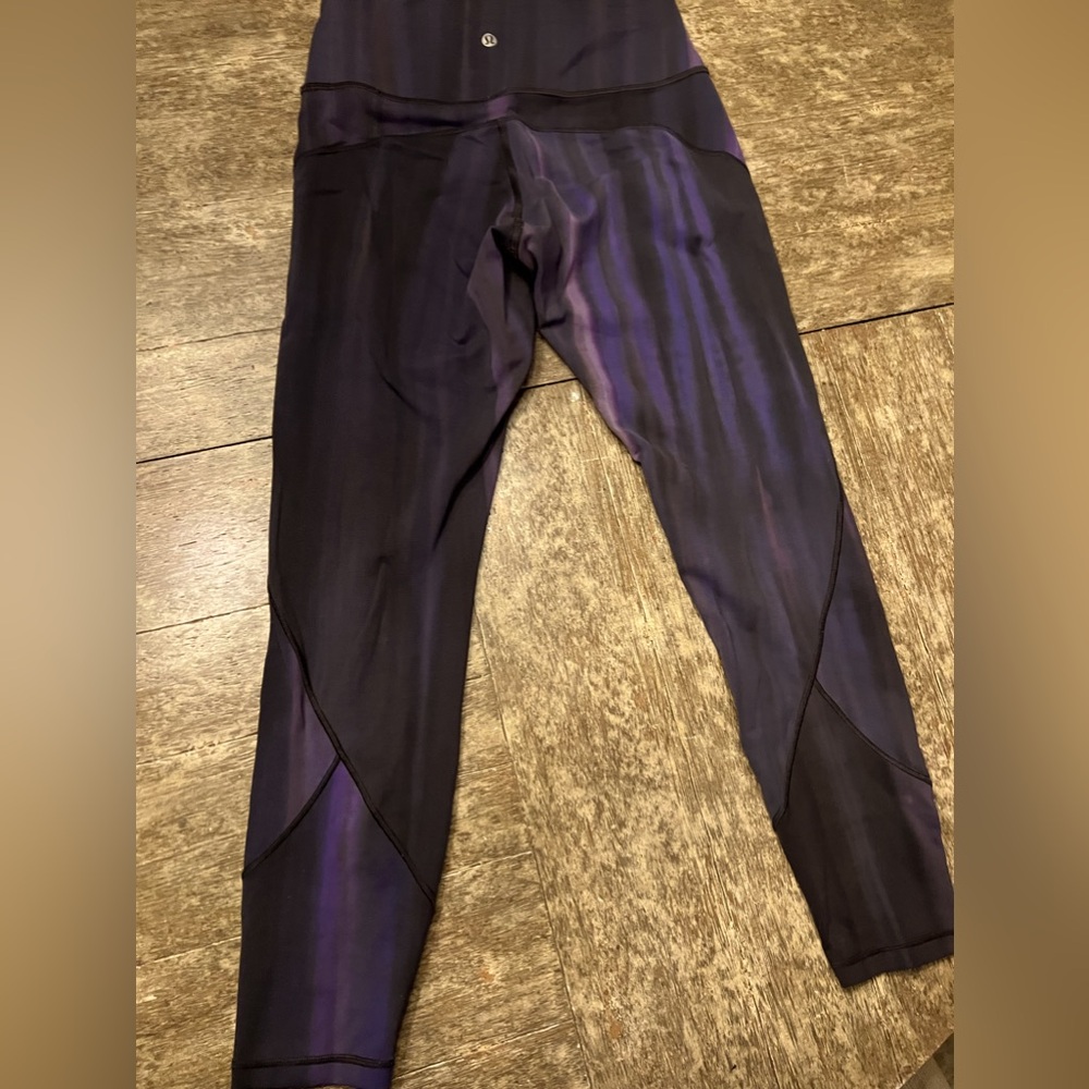 lululemon athletica Black and Purple Striped High-Rise Leggings